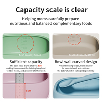 Bol à manger carré en silicone pour enfants de haute qualité, sans BPA, avec couvercle et ventouse, portable pour l'extérieur