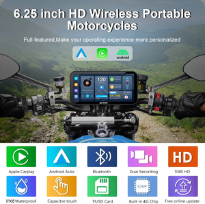 Autommi 6.25 pouces Portable Moto écran Android 14 système <span class=keywords><strong>GPS</strong></span> Bluetooth Navigation IPX8 étanche Smart Moto caméra Carplay - Product Image 2
