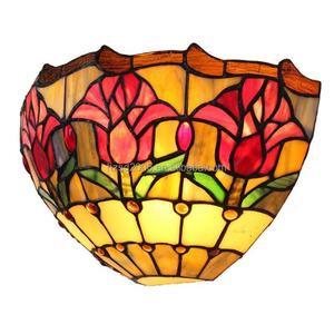 Lampe murale de style Tiffany de 12 pouces, design tulipe, source de lumière LED, pour chambre à coucher, salle à manger, petites tailles - Product Image 1
