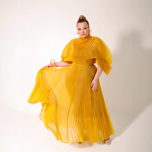 <span class=keywords><strong>Robe</strong></span> Plissée Miyake Longue <span class=keywords><strong>Grande</strong></span> <span class=keywords><strong>Taille</strong></span> Africaine Haut de Gamme, Effet Amincissant, Plis Irréguliers, pour Femmes Jusqu'à 100 kg - Product Image 1