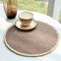 Set de table rond en feutre de laine neutre de qualité supérieure, tissé à la main avec bordure en paille naturelle, doux, résistant à la chaleur et anti-rayures