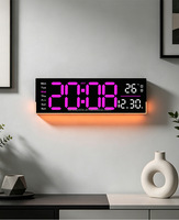 Jam Dinding Digital Besar, Jam Digital dengan Remote Control, Alarm, LED Besar, Jam Dinding Peredup Otomatis dengan Lampu Malam