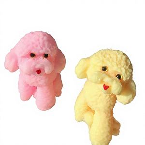 Jouet en plastique souple en forme d'ours ou de chien - Adorable caniche de dessin animé anti-stress, texture douce au toucher, unisexe, idéal pour les fêtes ou comme jouet de bureau - Product Image 1