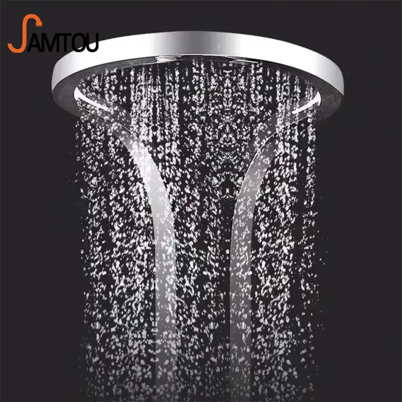 Samtou tiktok hot sale black brass copper wall mounted multifunction bathroom waterfall rainfall shower head set system panel