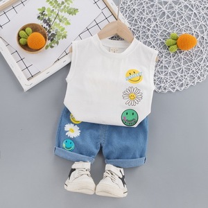Conjunto de Ropa de Verano para Bebés Niños E2woo, Chaleco sin Mangas con Estampado de Cara Sonriente, Algodón Orgánico, Moda Infantil - Product Image 2