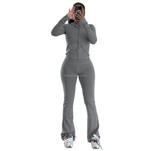 Conjunto de Pantalones Ajustados y Chaqueta con Capucha, Ropa de Yoga Personalizada para Mujer, Conjunto de Entrenamiento de Dos Piezas Ajustado con Cremallera - Product Image 4