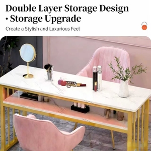 Mesa de Manicura Portátil de Mármol de Lujo Moderno, Juego de Mesa Multifuncional Disponible para Salones de Uñas y Peluquería - Product Image 3