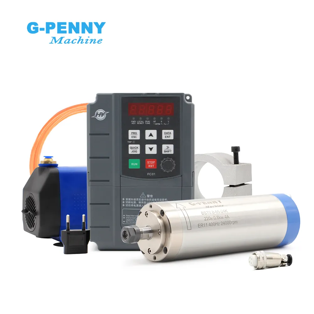 G-penny kit motor poros berpendingin air, 800W ER11 D65 dengan FC01 kit Inverter motor poros cnc