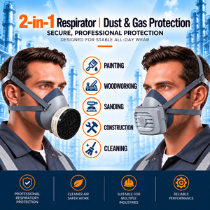 Mascarilla respiratoria reutilizable de media cara con filtros 2818, mascarilla antipolvo de silicona de grado alimenticio para pintura, limpieza, lijado y trabajos en madera - Product Image 3
