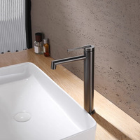 Robinet de lavabo monocommande chaud/froid à levier unique, double commande, avec raccordement 20 mm, finition gris anthracite brossé