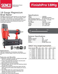 <span class=keywords><strong>Cloueur</strong></span> à clous <span class=keywords><strong>SENCO</strong></span> FinishPro 18MG 2-1/8 pouces, calibre 18 (série Pro), fabriqué en Chine - Product Image 4