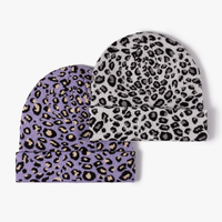 Chapeau en tricot pour femme à imprimé léopard - Automne Hiver - Protection contre le froid - Style tendance hip-hop