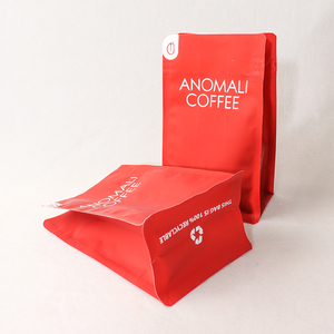 Thân thiện với môi trường 12oz 340g có thể tái chế túi cafe đáy phẳng dễ dàng xé dây kéo tùy chỉnh thiết kế bao bì cà phê có van - Product Image 2