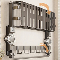 Porte-serviettes pliant en aluminium Porte-serviettes mural à ventouse sans perforation Étagère de rangement pour salle de bain Organisateur pour hôtel chambre à coucher salle de sport