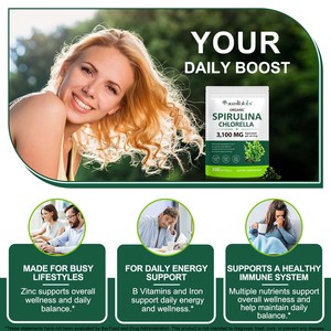 Acentiallabs <span class=keywords><strong>Spirulina</strong></span> En Chlorella Superfood Supplementen Natuurlijke Organische <span class=keywords><strong>Spirulina</strong></span> Chlorella Tabletten Voor De Dagelijkse Darmgezondheid - Product Image 6