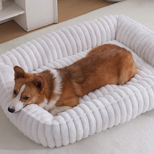 <span class=keywords><strong>Cama</strong></span> Rectangular de Lujo para Perro con Logotipo Personalizado, Diseño Esponjoso, Almohadas para el Cuidado del Cuello, Funda Extraíble Fácil de Lavar, Sofá <span class=keywords><strong>Cama</strong></span> a Rayas - Product Image 5