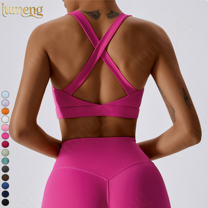เสื้อผ้าผู้หญิง เสื้อกล้ามออกกำลังกายคอกลม ชุดออกกำลังกาย บราออกกำลังกายแบบไขว้หลัง ชุดออกกำลังกาย บราโยคะแบบ<span class=keywords><strong>เปิด</strong></span>หลังสำหรับผู้หญิง - Product Image 1