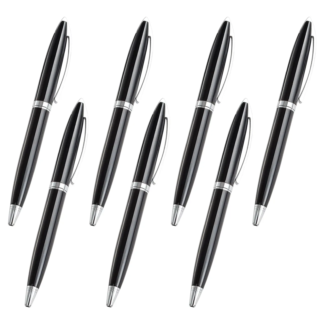 Mükemmel hediyeler kaliteli metal tükenmez kalem lüks siyah gümüş kalem