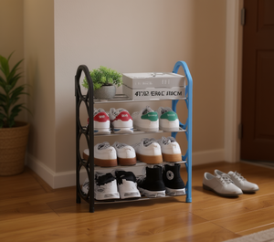 Scarpiera e Organizzatore in Metallo a 4 Livelli per Arredamento Soggiorno, Design Moderno Minimalista Autoportante - Product Image 2