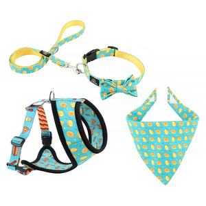 Hot Sale Hochwertige <span class=keywords><strong>Sublimation</strong></span> muster Hunde geschirr Verstellbares Halsband Leinen geschirr und Bandana Set - Product Image 1