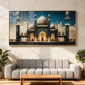 Peinture murale LED personnalisable en porcelaine de cristal, motif château islamique, pour décoration de fond de canapé moderne et d'étude. - Product Image 5