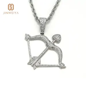 JWY New Arrival Jewelry Personality Pendant Micro Zircon Jewelry Gold Iced Out Cupid Love Arrow Valentines Pendant for Lovers