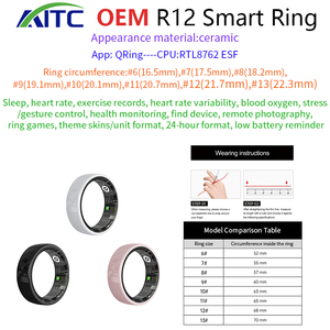 Bague connectée de suivi de santé : moniteur de fréquence cardiaque, <span class=keywords><strong>d</strong></span>'oxygène sanguin et de sommeil, podomètre sportif, contrô<span class=keywords><strong>le</strong></span> gestuel, étanche IP68, en céramique, contrô<span class=keywords><strong>le</strong></span> via application - Product Image 6