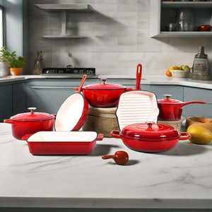 Ensemble de 7 casseroles en fonte émaillée - Moule à pain antiadhésif, cocotte de cuisine et ustensiles de cuisson pour plaque de cuisson - Product Image 3