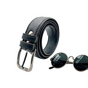 Cinturón de Cuero Vacuno Cuadrado de Estilo Vintage de Alta Comodidad BS INTERNATIONAL, Diseño 3D con Pin de Acero, Ecológico, para Hombre, Ancho de 3.8CM - Product Image 4