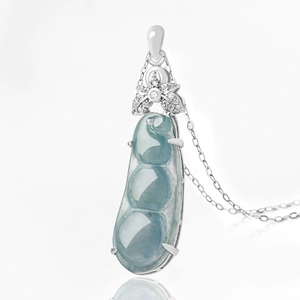 Colgante de jade natural auténtico de color azul agua de loto y verde frijol, con plata S925 y jade de grado hielo, para collar de mujer. - Product Image 4