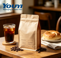 Sacs à café en papier kraft à surface mate avec logo personnalisé, impression en héliogravure de qualité alimentaire, emballages alimentaires écologiques