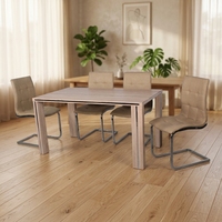 Table et chaises de salle à manger en bois de style européen moderne avec design à panneaux pour restaurants et hôtels