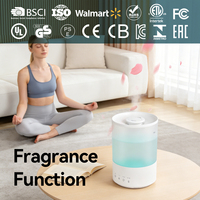 Humidificateur d'air ultrasonique de table, diffuseur d'arômes translucide givré avec lumière nocturne à 7 couleurs changeantes