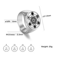 Bague Cube de Métatron en acier inoxydable, sceau d'ange, archange Métatron, géométrie sacrée, talisman de protection, bagues en acier inoxydable