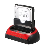 Docking Station USB 2.0 All-in-One Multifunzionale per Dischi Rigidi, Case per SSD Dual SATA 2.5\" 3.5\" in Plastica