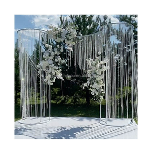 Arco de Boda Blanco en Forma de S, Soporte Curvo para Fondo con Cortina de Cristal Colgante para Decoración de Arco de Boda - Product Image 1