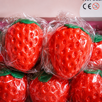 Jouet Squishy Fraise Réaliste en Mousse PU à Remontée Lente Anti-Stress Sensoriel à Presser 8cm Sac OPP Boîte de Présentation Unisexe 14