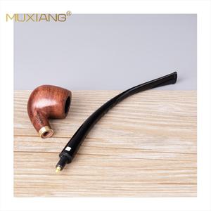 Muxiang Wooden Tobacco Pipe Bent Shape Rosewood Handle Smoking Accessory For Reading Gift - Product Image 5