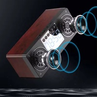 Speaker Portabel kayu BT 5.0, pengeras suara jam Alarm tampilan LED radio FM meja Desktop Sub woofer mendukung TF AUX USB Radio FM
