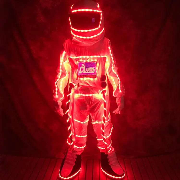 超低価格LED服大人の宇宙飛行士コスプレ服グロードレスパーティーナイトクラブスペースマスコットグローステージコスチューム