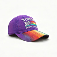 Casquette de baseball unisexe 6 panneaux en polyester/coton, style urbain tendance, motif arc-en-ciel coloré brodé, toutes saisons