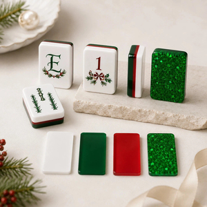 Luxury American Mahjong Tiles Set 160 Pcs Acrylic Engraved Christmas Design for Game Nights Home <b>Entertainment</b> - Product Image 2