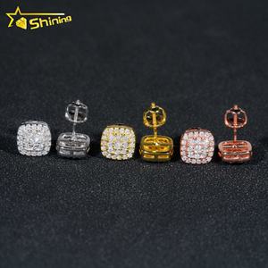 Testeur de diamants prêt à expédier boucles d'oreilles à tige en moissanite VVS en argent sterling 925 <span class=keywords><strong>populaire</strong></span> Hip Hop glacé - Product Image 5