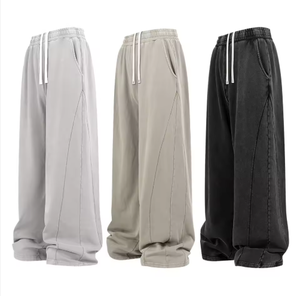 100 Cotton <strong>Mens</strong> Straight Leg Sweatpants Combed Cotton <strong>Loose</strong> <strong>Fit</strong> Casual Sports <strong>Joggers</strong> - Product Image 1