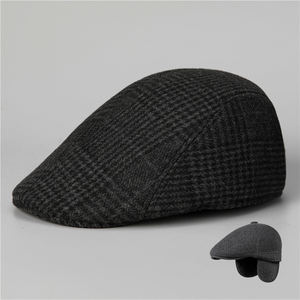 <span class=keywords><strong>Casquette</strong></span> d'hiver personnalisée en tweed à chevrons pour papa Gatsby <span class=keywords><strong>Casquette</strong></span> pour hommes <span class=keywords><strong>Casquette</strong></span> à oreillettes en forme de lierre Cowboy Casquettes plates vintage <span class=keywords><strong>Casquette</strong></span> de gavroche à carreaux avec oreille - Product Image 1