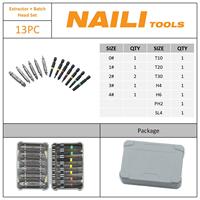 Jeu d'extracteurs de vis et de boulons cassés de qualité bricolage 13 pièces Perceuse à 2 têtes 0 #-4 # Embouts de flûte en spirale Personnalisation OEM prise en charge