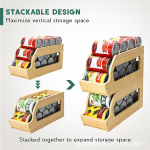 Wooden Can <b>Storage</b> Rack Stackable Bamboo Canning <b>Jar</b> Organizer Desktop <b>Storage</b> Box <b>For</b> <b>Kitchen</b> pantry use - Product Image 4