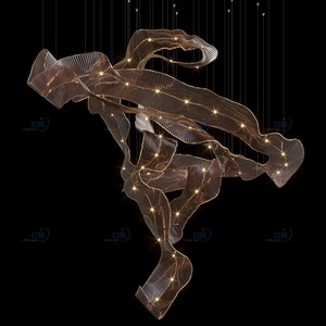 <span class=keywords><strong>Lustre</strong></span> en cristal créatif en forme de <span class=keywords><strong>vague</strong></span> pour centre commercial, hall d'hôtel, salle de banquet, décoration personnalisée, ruban en verre - Product Image 3