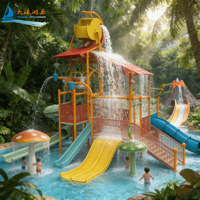 DALANG Gran Parque Acuático Exterior en Oferta, Casa Acuática Familiar Interactiva con Tobogán de Fibra de Vidrio, Combinación de Juegos Acuáticos para Niños