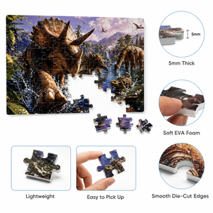 Puzzle d'aventure dinosaure en mousse EVA souple, non toxique et imperméable, 108 pièces, pour l'apprentissage et le jeu parent-enfant - Product Image 6
